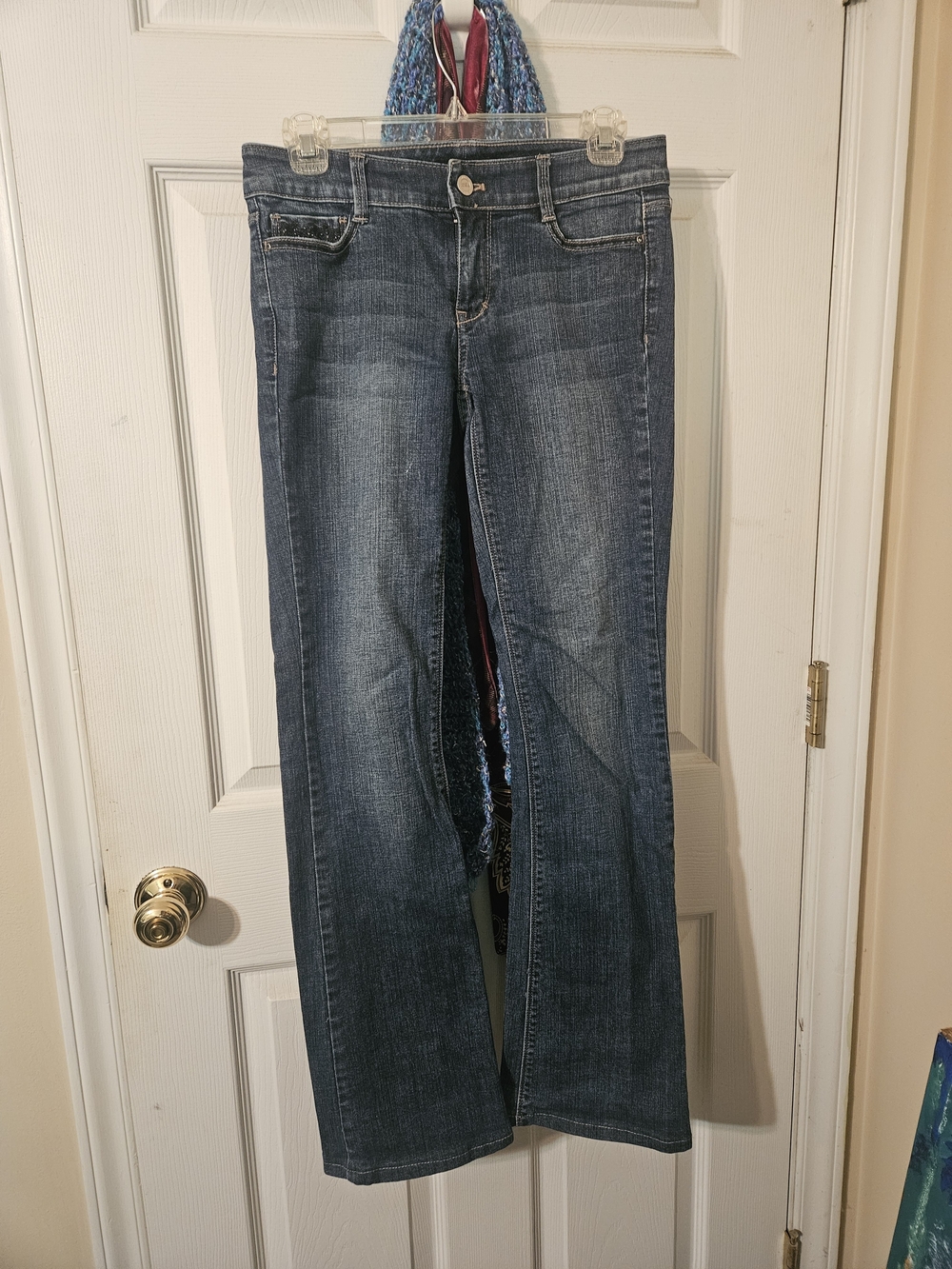 WHBM Low Mid-Rise Bootcut Jeans in Dark Blue